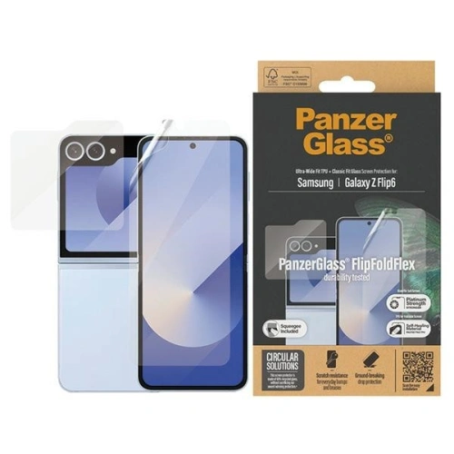 Zestaw folia + szkło PanzerGlass Bundle 2in1 Samsung Galaxy Z Flip6 / 7 FE Screen Protector Ultra Wide-Fit + TPU Classic Fit