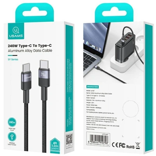 Kabel USAMS USB-C / USB-C 240W 1.2m SY Series tarnish