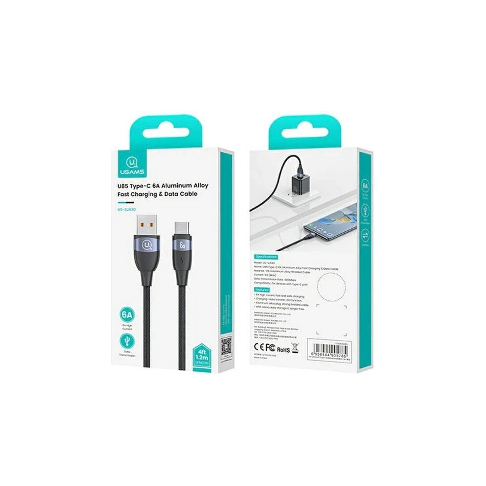 Hurtownia GSM - Kabel USAMS U85 USB-A / USB-C 6A 1.2m Fast Charging czarny/black - USA1142 - {ean13} - Hurt