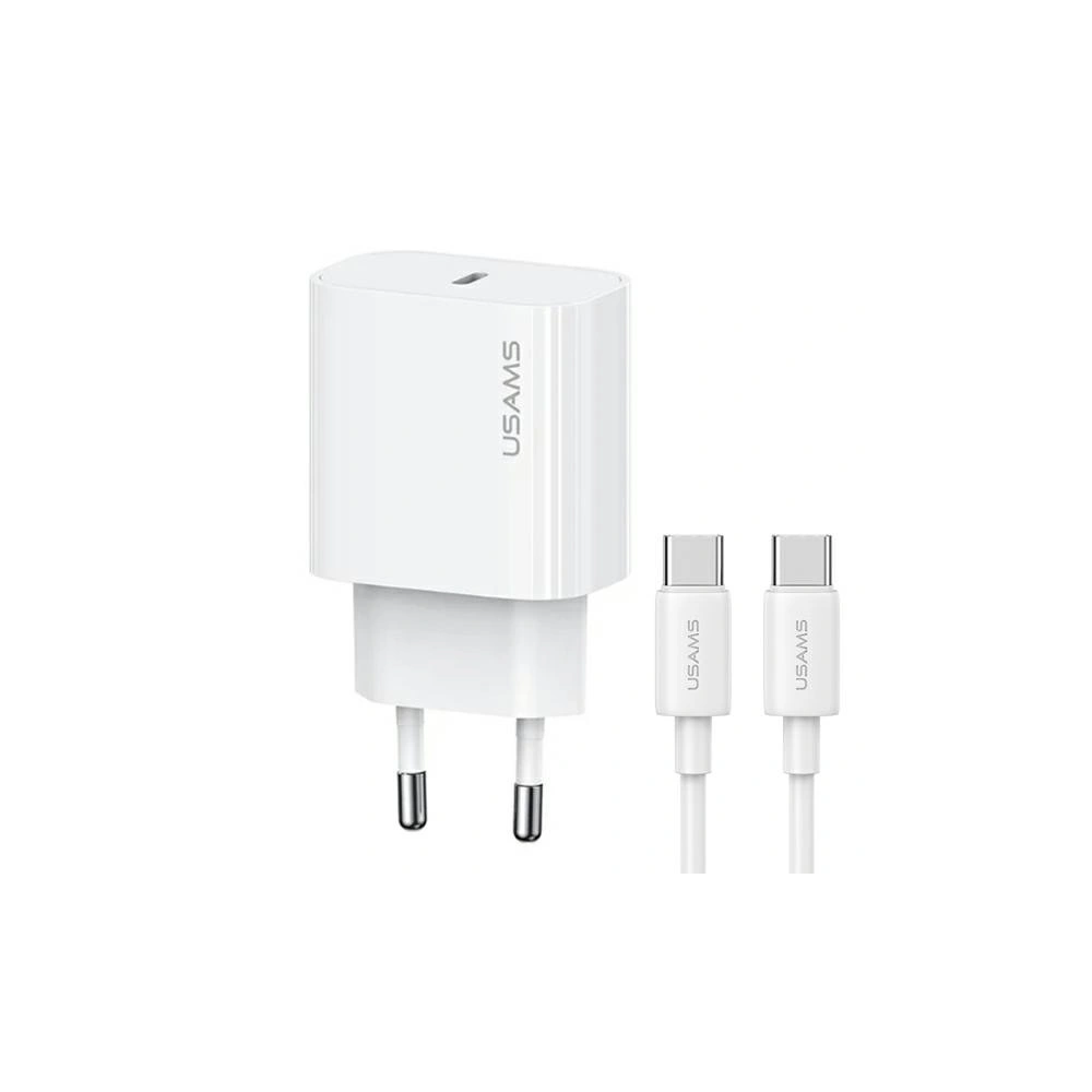 Hurtownia GSM - Ładowarka sieciowa USAMS CC226 T65 PD 20W Fast Charging + kabel USB-C / USB-C 60W biały/white - USA1144 - {ean13} - Hurt
