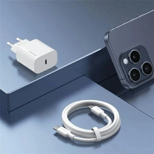 Hurtownia GSM - USAMS CC226 T65 PD 20W Gyors Töltő hálózati adapter + USB-C / USB-C 60W kábel fehér - USA1144 - {ean13} - Hurt