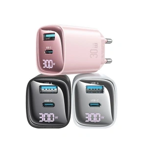 Hurtownia GSM - USAMS CC229 USB-A, USB-C 30W GaN Gyors Töltő XC Sorozat fehér/white - USA1145 - {ean13} - Hurt