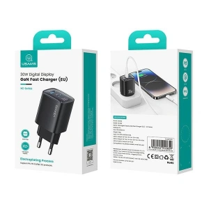 Hurtownia GSM - USAMS CC229 USB-A, USB-C 30W GaN Gyors Töltő XC Sorozat fehér/white - USA1145 - {ean13} - Hurt