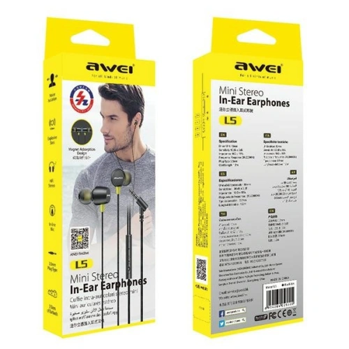 Słuchawki dokanałowe AWEI L5 3,5mm jack czarny/black
