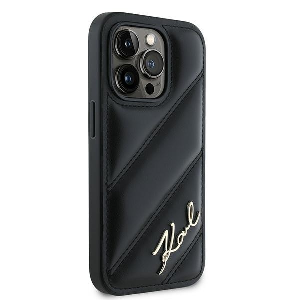 Kryt Karl Lagerfeld KLHCP14LPQDSMGK Apple iPhone 14 Pro hardcase Diagonal Quilted Script black