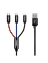 Kabel USB Baseus 3w1 USB-C / Lightning / Micro 3,5A 0,3m (czarny)