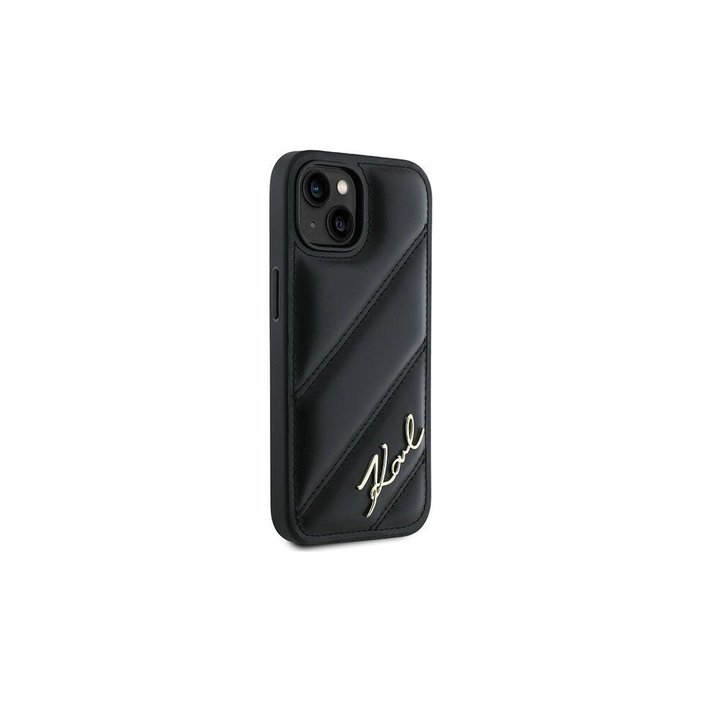 Wholesale Karl Lagerfeld KLHCP14SPQDSMGK Apple iPhone 14 / 15 / 13 hardcase Diagonal Quilted Script black - KLD2120 - {ean13} - Hurt