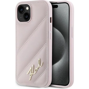Hurtownia GSM - Case Karl Lagerfeld KLHCP14SPQDSMGP Apple iPhone 14 / 15 / 13 Hardcase Diagonal Quilted Script rosa/pink - KLD2121 - {ean13} - Hurt