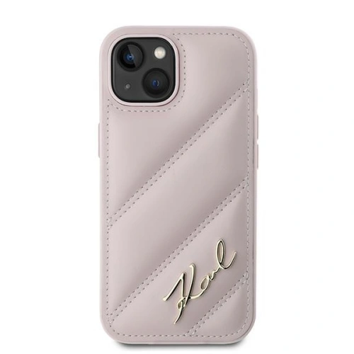 Etui Karl Lagerfeld KLHCP14SPQDSMGP Apple iPhone 14 / 15 / 13 hardcase Diagonal Quilted Script różowy/pink