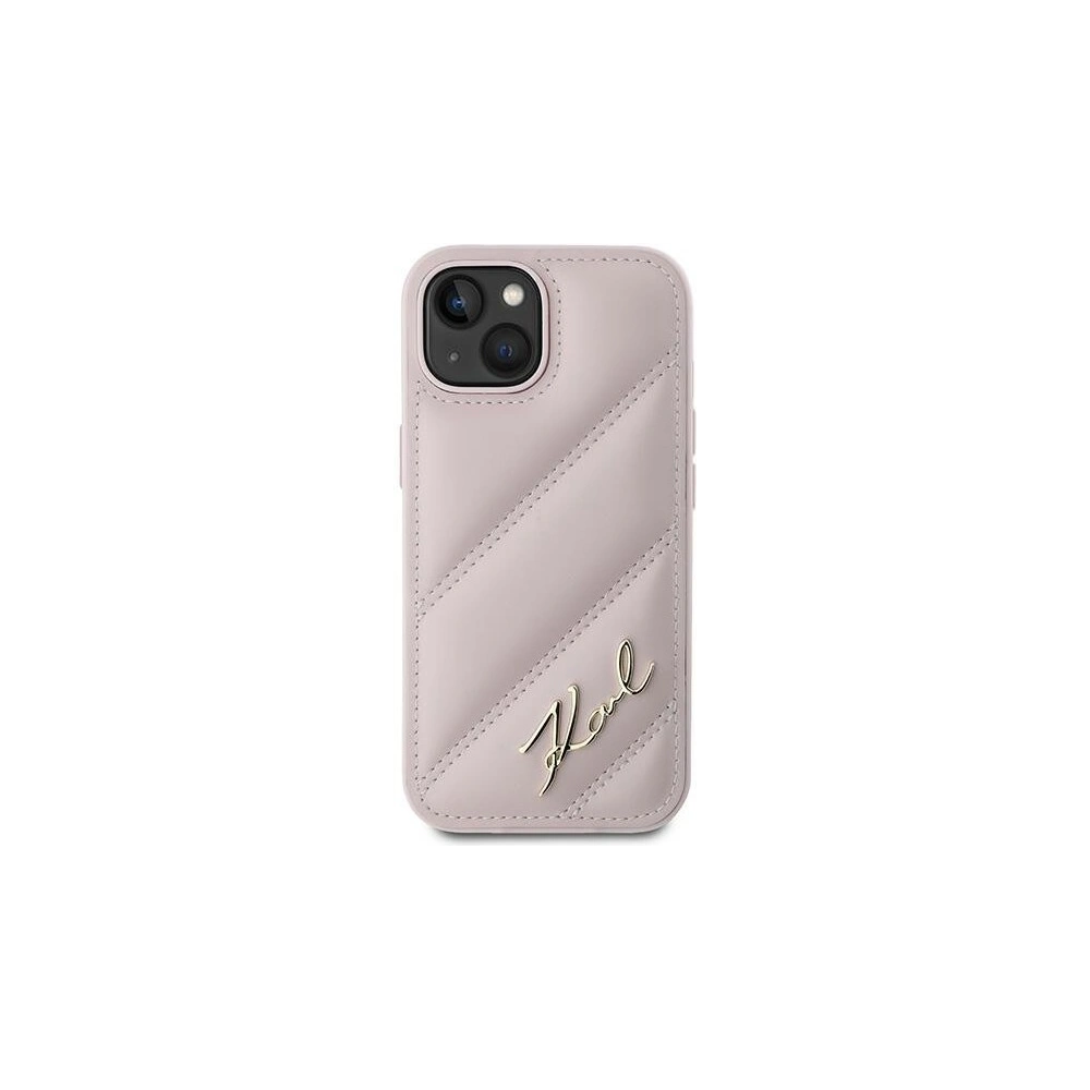 Hurtownia GSM - Etui Karl Lagerfeld KLHCP14SPQDSMGP Apple iPhone 14 / 15 / 13 hardcase Diagonal Quilted Script růžový/pink - KLD2121 - {ean13} - Hurt