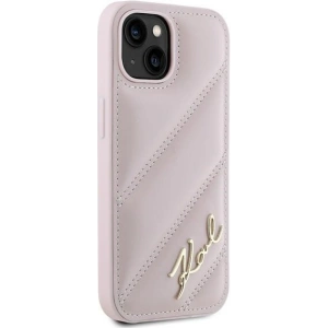 Wholesale Karl Lagerfeld KLHCP14SPQDSMGP Apple iPhone 14 / 15 / 13 hardcase Diagonal Quilted Script pink - KLD2121 - {ean13} - Hurt