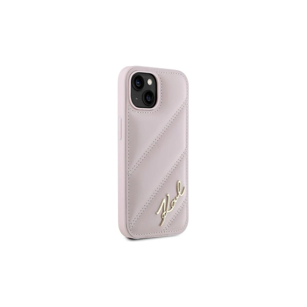 Hurtownia GSM - Etui Karl Lagerfeld KLHCP14SPQDSMGP Apple iPhone 14 / 15 / 13 hardcase Diagonal Quilted Script růžový/pink - KLD2121 - {ean13} - Hurt