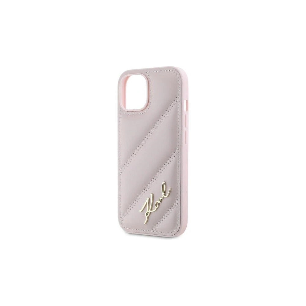 Hurtownia GSM - Etui Karl Lagerfeld KLHCP14SPQDSMGP Apple iPhone 14 / 15 / 13 hardcase Diagonal Quilted Script růžový/pink - KLD2121 - {ean13} - Hurt