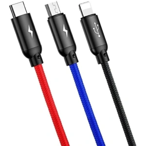 Hurtownia GSM - Kabel USB Baseus 3w1 USB-C / Lightning / Micro 3,5A 0,3m (czarny) - BSU774BLK - {ean13} - Hurt
