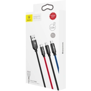 Hurtownia GSM - Kabel USB Baseus 3w1 USB-C / Lightning / Micro 3,5A 0,3m (czarny) - BSU774BLK - {ean13} - Hurt