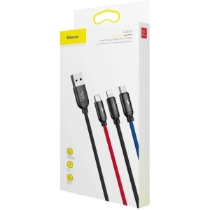 Hurtownia GSM - Kabel USB Baseus 3w1 USB-C / Lightning / Micro 3,5A 0,3m (czarny) - BSU774BLK - {ean13} - Hurt
