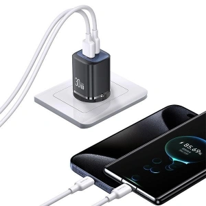 Hurtownia GSM - USAMS CC254 USB-A, USB-C 30W GaN Gyors Töltő HC Sorozat fehér - USA1154 - {ean13} - Hurt