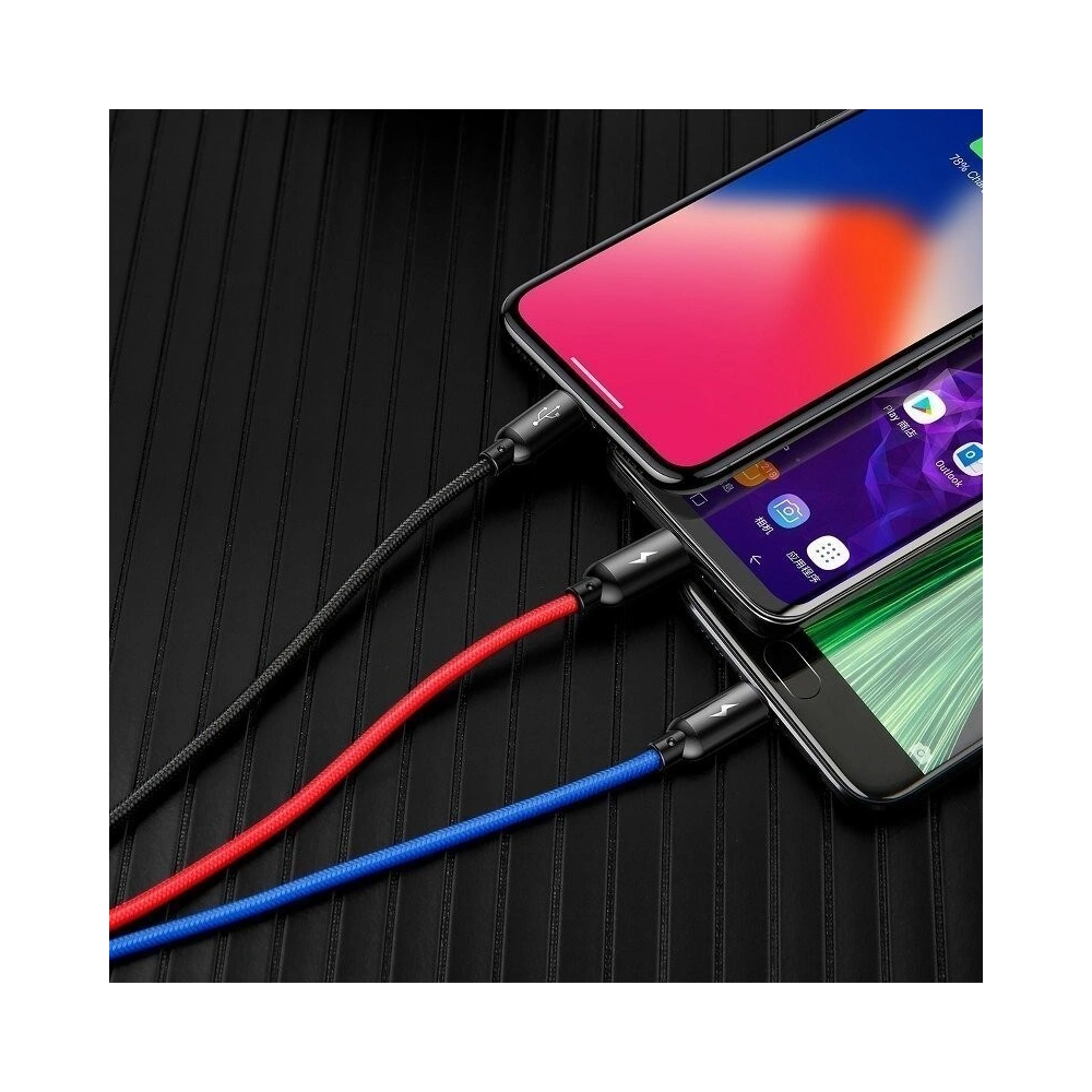 Hurtownia GSM - Kabel USB Baseus 3w1 USB-C / Lightning / Micro 3,5A 0,3m (czarny) - BSU774BLK - {ean13} - Hurt