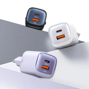 Hurtownia GSM - USAMS CC254 USB-A, USB-C 30W GaN Gyors Töltő HC Sorozat lila/purple - USA1156 - {ean13} - Hurt
