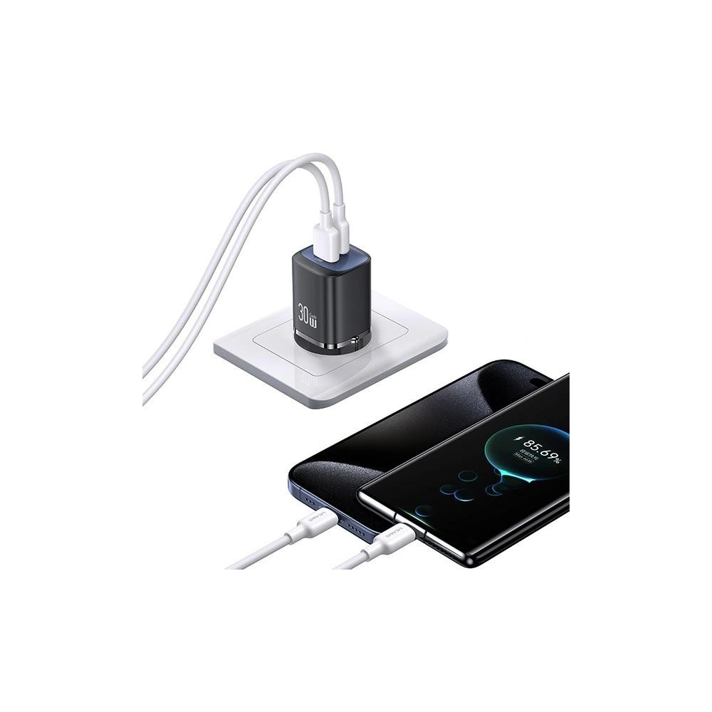 Hurtownia GSM - USAMS CC254 USB-A, USB-C 30W GaN Gyors Töltő HC Sorozat lila/purple - USA1156 - {ean13} - Hurt