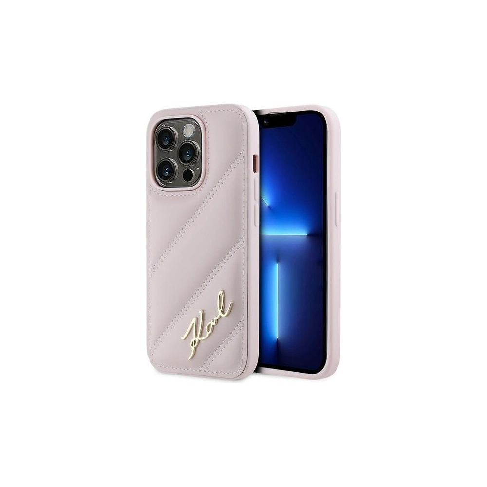 Hurtownia GSM - Case Karl Lagerfeld KLHCP14XPQDSMGP Apple iPhone 14 Pro Max Hardcase Diagonal Quilted Script rosa/pink - KLD2123 - {ean13} - Hurt