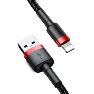 Cablul Lightning USB Baseus Cafule 2,4A 0,5m (negru-roșu)