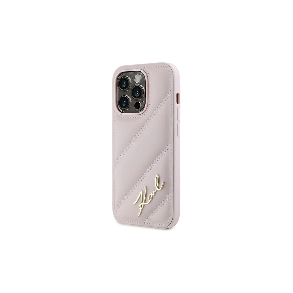Hurtownia GSM - Etui Karl Lagerfeld KLHCP14XPQDSMGP Apple iPhone 14 Pro Max kemény tok Diagonális Steppelt Felirat rózsaszín/pink - KLD2123 - {ean13} - Hurt