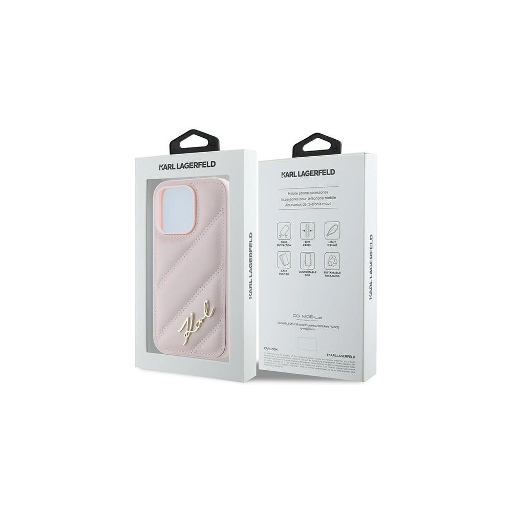 Hurtownia GSM - Etui Karl Lagerfeld KLHCP14XPQDSMGP Apple iPhone 14 Pro Max hardcase Diagonal Quilted Script roz/roz - KLD2123 - {ean13} - Hurt