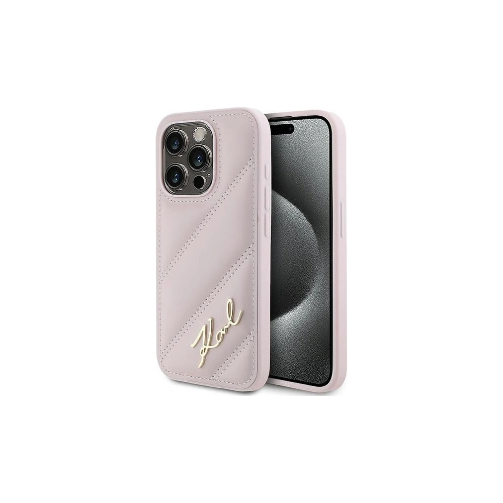 Hurtownia GSM - Etui Karl Lagerfeld KLHCP15LPQDSMGP Apple iPhone 15 Pro hardcase Diagonal Quilted Script růžový/pink - KLD2125 - {ean13} - Hurt