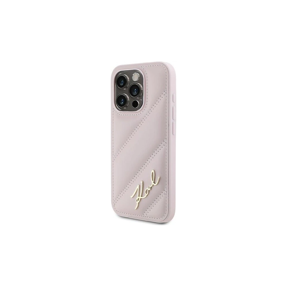 Hurtownia GSM - Etui Karl Lagerfeld KLHCP15LPQDSMGP Apple iPhone 15 Pro hardcase Diagonal Quilted Script růžový/pink - KLD2125 - {ean13} - Hurt