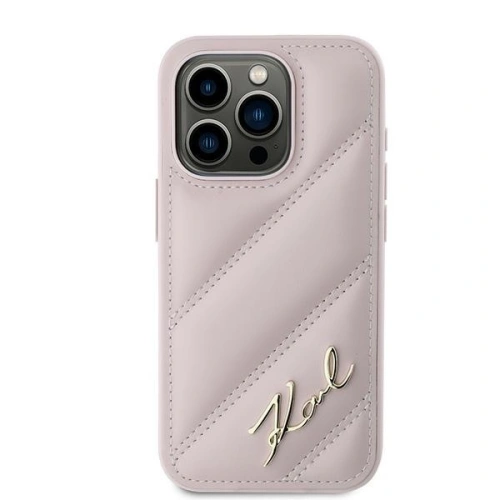 Etui Karl Lagerfeld KLHCP15LPQDSMGP Apple iPhone 15 Pro hardcase Diagonal Quilted Script różowy/pink