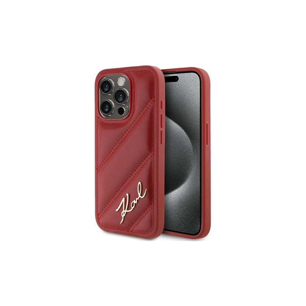 Hurtownia GSM - Etui Karl Lagerfeld KLHCP15LPQDSMGR Apple iPhone 15 Pro hardcase Diagonal Quilted Script czerwony/red - KLD2126 - {ean13} - Hurt