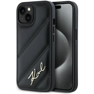 Hurtownia GSM - Etui Karl Lagerfeld KLHCP15MPQDSMGK Apple iPhone 15 Plus / 14 Plus hardcase Diagonal Quilted Script negru/black - KLD2127 - {ean13} - Hurt