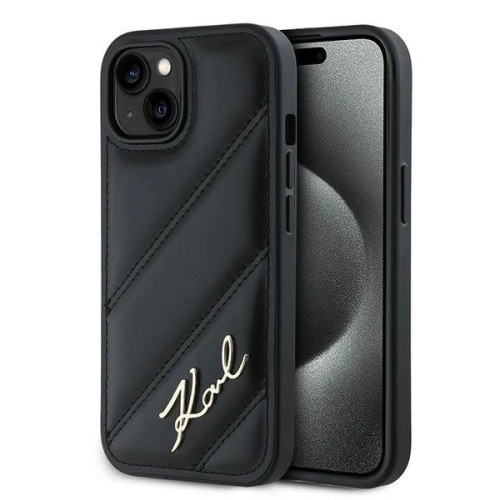 Etui Karl Lagerfeld KLHCP15MPQDSMGK Apple iPhone 15 Plus / 14 Plus hardcase Diagonal Quilted Script czarny/black
