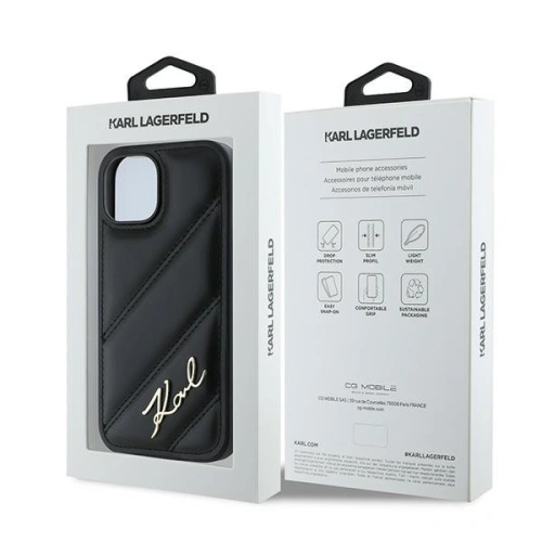 Etui Karl Lagerfeld KLHCP15MPQDSMGK Apple iPhone 15 Plus / 14 Plus hardcase Diagonal Quilted Script czarny/black
