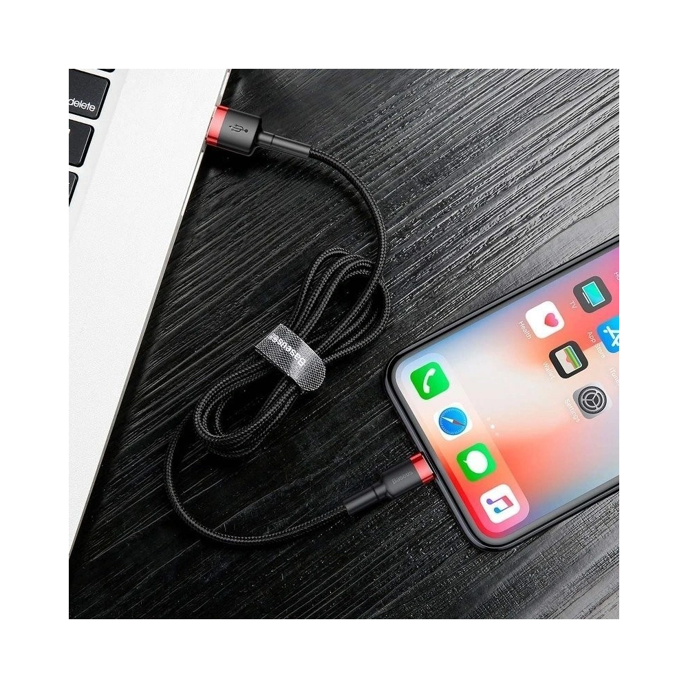 Hurtownia GSM - Cablul Lightning USB Baseus Cafule 2,4A 0,5m (negru-roșu) - BSU775BLKRED - {ean13} - Hurt