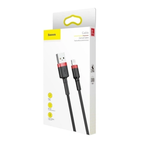 Kabel Lightning USB Baseus Cafule 2,4A 0,5m (czarno-czerwony)