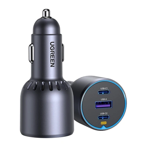 Ładowarka samochodowa UGREEN EC703 USB-A, 2xUSB-C, 75W czarna