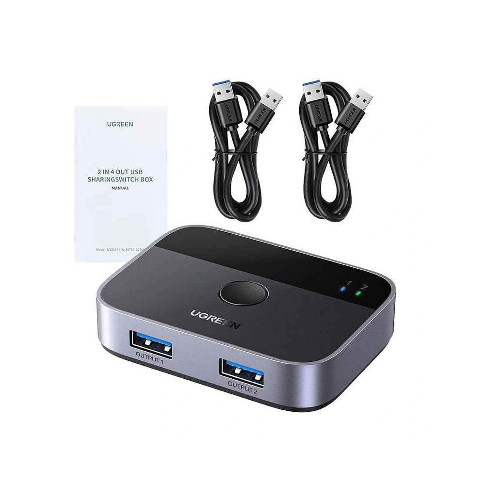 Hurtownia GSM - USB-A 3.0 kapcsoló (2x2) UGREEN CM757, 5 Gbps + 2x USB-A kábel 1.5m - UGR1875 - {ean13} - Hurt