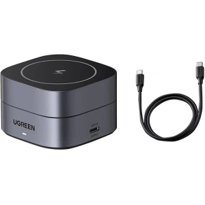 Hurtownia GSM - Qi indukciós töltő 2w1 UGREEN W256 MagSafe iPhone-hoz, AirPods-hoz, 20W fekete + USB-C / USB-C 1m kábel - UGR1876 - {ean13} - Hurt