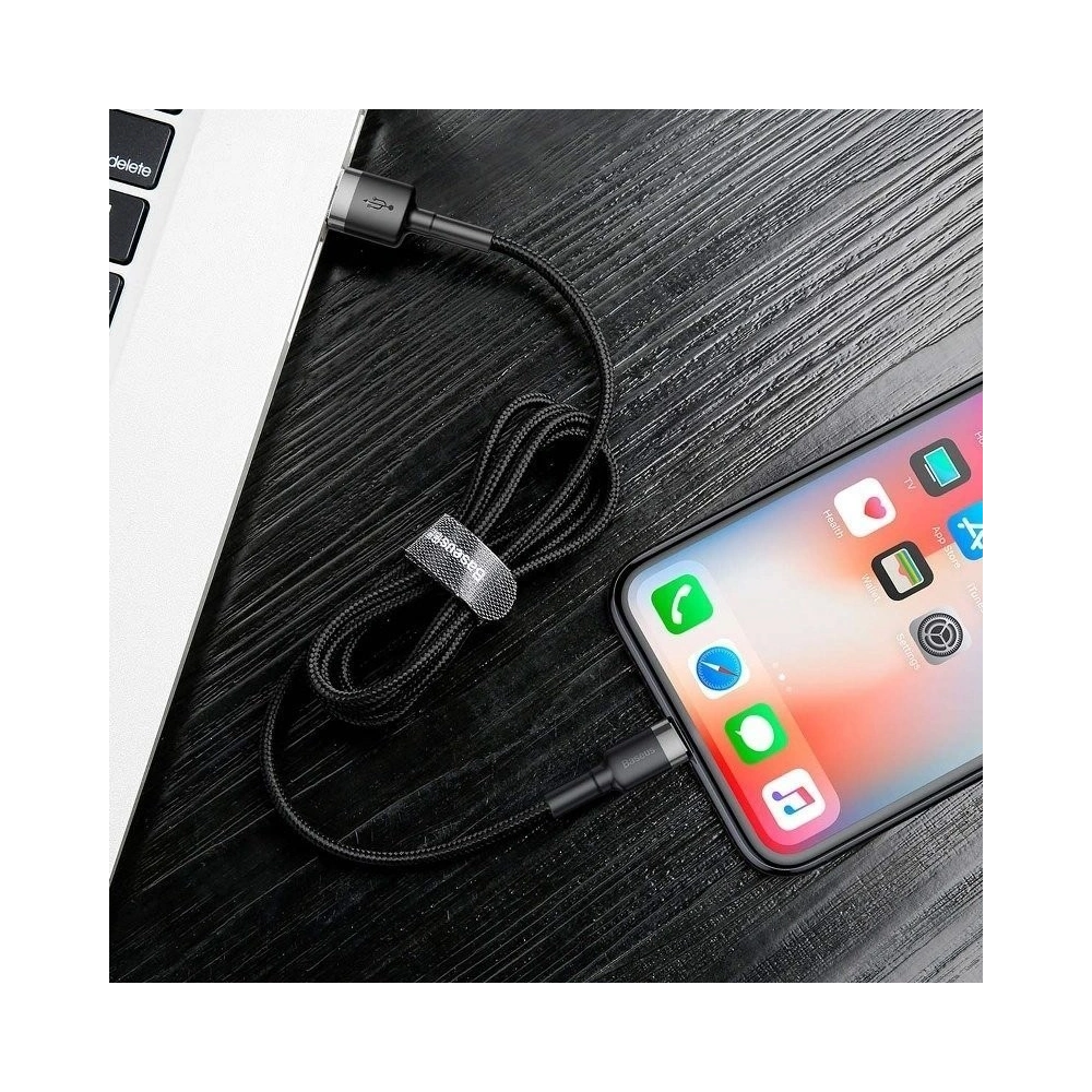 Hurtownia GSM - Kabel Lightning USB Baseus Cafule 2,4A 0,5m (szaro-czarny) - BSU777GRYBLK - {ean13} - Hurt