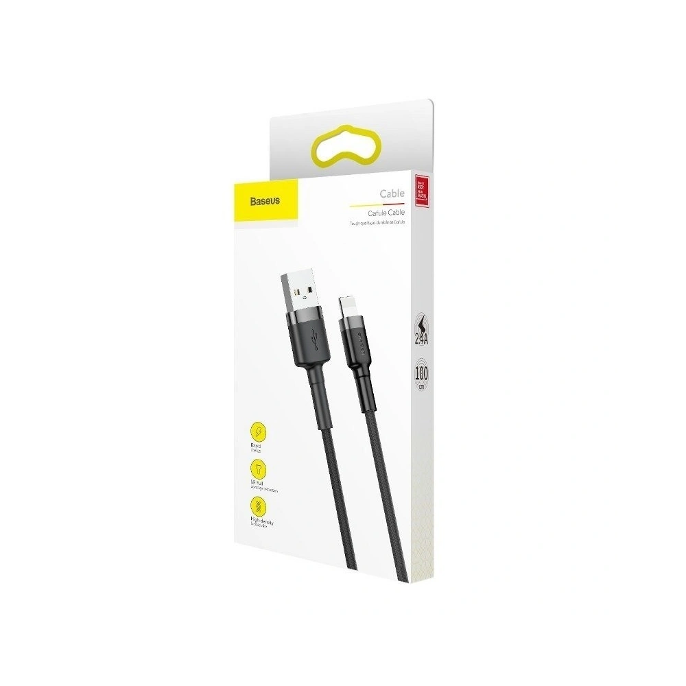 Hurtownia GSM - Kabel Lightning USB Baseus Cafule 2,4A 1m (szaro-czarny) - BSU778GRYBLK - {ean13} - Hurt