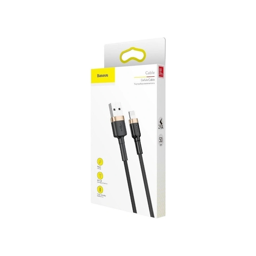 Hurtownia GSM - Kabel USB Lightning Baseus Cafule 2.4A 0,5m (złoto-czarny) - BSU779GLDBLK - {ean13} - Hurt