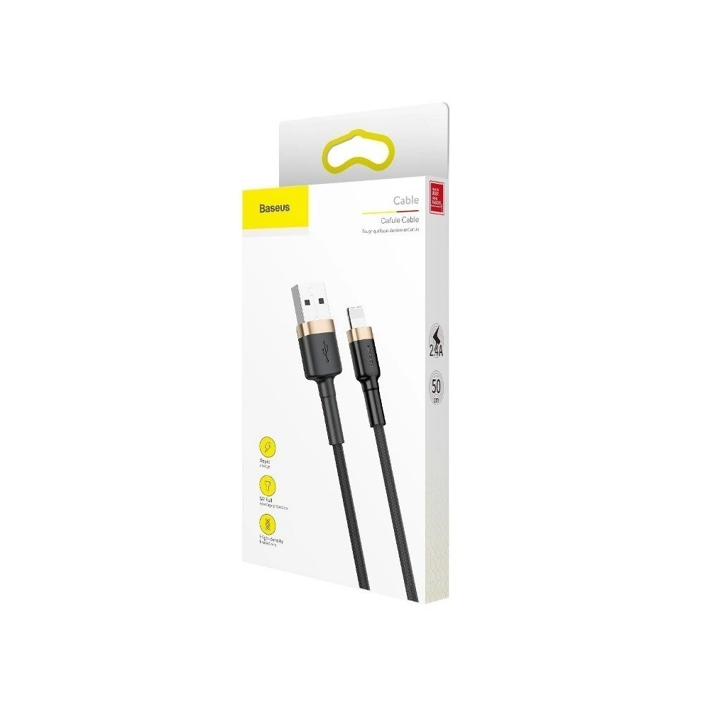 Hurtownia GSM - Kabel USB Lightning Baseus Cafule 2.4A 1m (złoto-czarny) - BSU780GLDBLK - {ean13} - Hurt