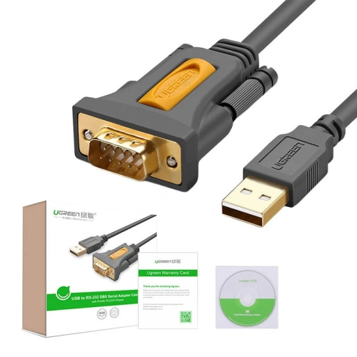 Kabel UGREEN CR104 USB-A do DB9 RS-232, 2m czarny