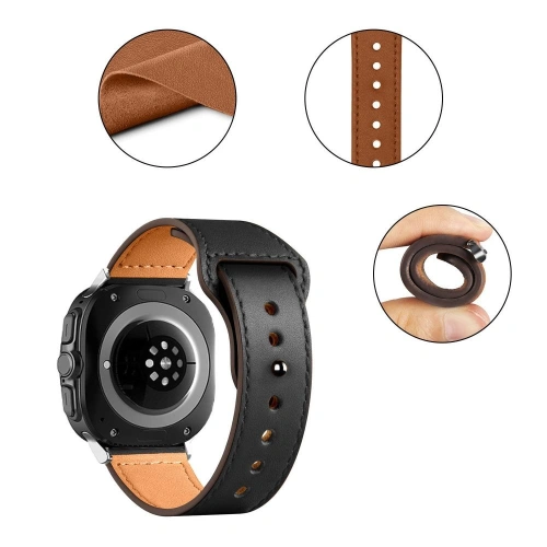 Pasek Tech-Protect Leatherfit Samsung Galaxy Watch Ultra 47mm Black