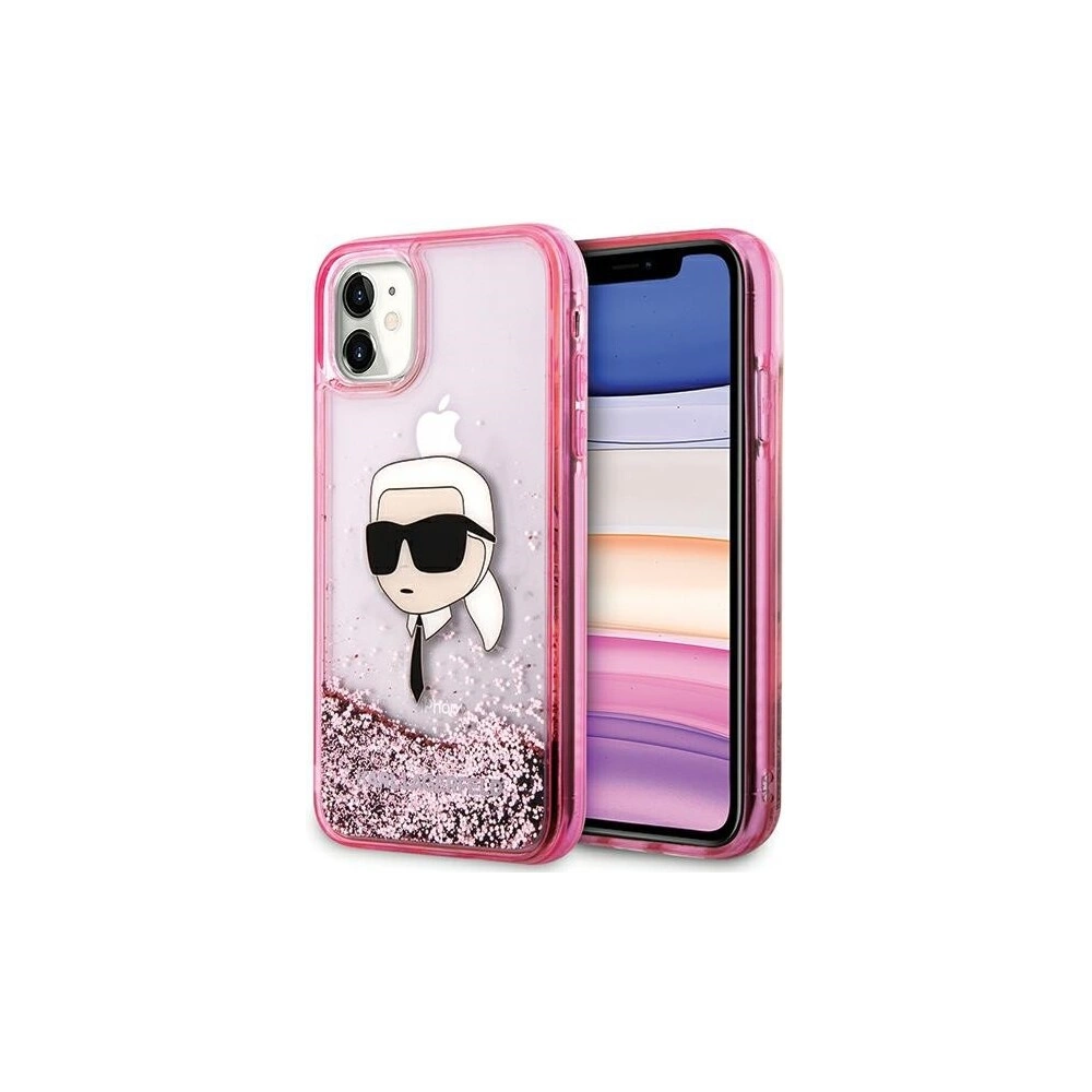 Wholesale Karl Lagerfeld KLHCN61LNKHCP Apple iPhone 11/XR hardcase Glitter Karl Head pink - KLD2128 - {ean13} - Hurt