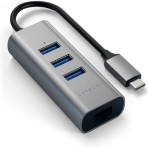 Hurtownia GSM - Adapter Satechi Aluminium Hub 2in1 USB-C / 3xUSB-A, Ethernet gri spațial - STH152 - {ean13} - Hurt