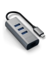Adapter Satechi Aluminium Hub 2in1 USB-C / 3xUSB-A, Ethernet gri spațial