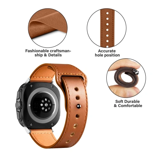 Pasek Tech-Protect Leatherfit Samsung Galaxy Watch Ultra 47mm Brown - Galaxy Watch Ultra - Tech-Protect